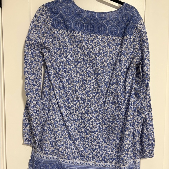 L.O.G.G. H&M Blue Floral Tunic Long Sleeve Shirt Top Women's Size Large XL 12 - Picture 6 of 11